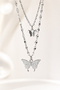 Silver Color Double Layered Butterfly Figured Women's Necklace - 5