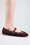 Enya Trok Detailed Ballerina Flats Brown - 2