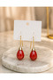 Red Drop Earrings Gold Color Plated Elegant Design Shiny Appearance Stylish Women's Earrings - 8