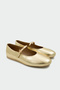 Torino Genuine Leather Flat Buckle Gold Ballerinas - 2