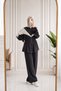 Zergül Hooded Waist-Tightening Pants Suit-Pn3149 Brown