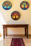 3-Piece Tree of Life Round Wooden Table Set, Stained Glass Look Wall Decoration - 2