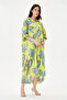 Pistachio Green Italian Shawl Pattern Side Slit Folded Long Sleeve Oversize Shirt Dress Size 40 - 44 - 5