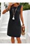 Women's Short Sleeve Crew Neck Pocket Short Linen Dress - 5