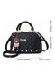 Women PU Shoulder Crossbody Satchel Tote Handbag With Capacity Multi-Pocket Quilted Dome (Black) - 5