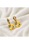 Steel Evil Eye Beaded Four-Leaf Clover Dangle Gold Women's Earrings - 4