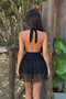 Halter Neck Backless Flared Mini Dress - 2