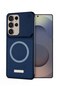 Samsung Galaxy S25 Ultra 5G 2025 Premium Metal Frameless Case Metallic Vegan Leather Magsafe Support Hard Case Cover