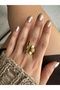 Gold Steel Anti-Tarnish Brown Cat's Eye Stone Ring