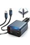 4 In 1 Super Fast Car Charger - 120W USB & Type C Fast Charging Adapter with Built In Charging Cables for Smartphones & Mobile Devices - Black - 6