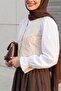 Double Pocket Buttoned Embroidered Asymmetrical Cut Linen Vest -Beige - 3