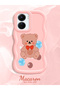 Vivo Y16 Compatible Case Camera Protector Pink Silicone Couple Phone Case Bear Pattern - 2