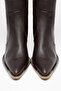 Bitter Brown Matte Leather Metal Toe Cap Below the Knee Flat Zippered Western Cowboy Boots - 4