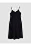 Black V-Neck Muslin Dress with Rope Straps - 3