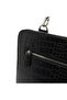 Madrid Unisex Genuine Leather Crocodile-Embossed Shoulder Bag with Slim Adjustable Strap, Zip Closure and Silver-Tone Hardware – Black / Green - 4