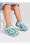 Girl's Mint Green Printed Closed-Toe Slipper Sandals