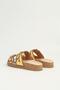 Women's Yellow Bead Embroidered Double Buckle Cork Sole Slippers - 4