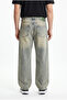 Men's Washed Detailed Baggy Jean Beige - 3