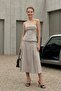 My Fashion Strapless Blouse and High-Waisted Midi Skirt Set - 3
