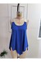 Women's Strappy Round Neck Asymmetrical Cut Detailed Viscose Blouse - 6