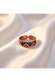 Copper Navy Blue Red Kilim Patterned Adjustable Ring - 6