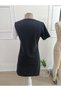 Women's Short Sleeve V-Neck Double Color Short Laser Cut Flower Detailed Imported Crepe Dress - 5