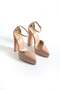 Women's Genuine Leather Platform Heeled Shoes Cream - 3