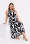 Women's Plus Size Black, Collar Metal Brooch Detail, Leaf Pattern Woven Viscose Dress 65N39586 - 4