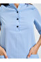 Blue Pocketed Knee Length Dress - 4