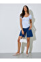 Blue Striped Scoop Neck Blouse - 2