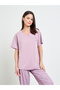 Purple V Neck Drop Shoulder T-Shirt and Cuffed Pyjama Set - 3