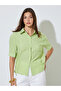 Green Striped Short Sleeve Casual Shirt - 3