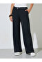 Black Contrast Waistband Wide Leg Pants - 3