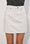 Women's Polka Dot Mini Denim Skirt 8086 - White - 2