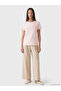 Pink Crew Neck Embroidered Women's T-Shirt - 2
