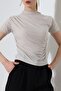 Sandy Fabric Degaje Collar Draped Short Sleeve Women's Blouse - 6