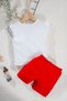 Love Embroidered Baby Girl Summer Set Scallop Sleeves White T-Shirt Red Shorts 2-Piece Baby Set - 6