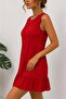 Women's Relaxed Fit Ruffled Crinkle Fabric Woven Dress - 4