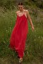 Red Dress with Ruched Collar and Lined Straps 3173 - 2