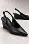 Women's Black Wedge Heel Stiletto 8.5 cm Comfortable Full Mold. - 2