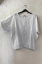 White Pool Collar Low Sleeve Skirt and Mesh Flower Applique on the Sleeve End Casual Woven Blouse 68 68 - 2