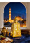 فانوس رمضان مع إضاءة ليلية LED، فانوس حديدي بتصميم عتيق للتعليق، إضاءة ليلية ذهبية، فوانيس العيد، ديكورات منزلية إسلامية للاحتفالات، E - 2