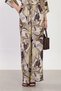 Women's Patterned Loose Trousers with Elastic Waist - Khaki - 3