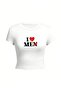 Kemer Boy I Love Men Printed Crop Blouse - 2