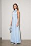 Nora Pleated Satin Dress Ice Blue - 2