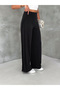 Women's Modal Fabric High Waist Pleated Detailed Wide Leg Palazzo Trousers - 3