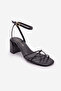 Women's Blunt Toe Ankle Thin Cross-Strapped Thick Heeled Sandals Dovina Black - 5