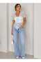 Women's Lace Transparent Front Tie Drawstring Detailed V-Neck Short Sleeve Summer Blouse - 5