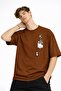 Panda - Printed Oversize T-Shirt Brown - 3