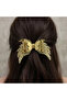 Sparkling Glitter Design Bow Hair Clip Gold - 4